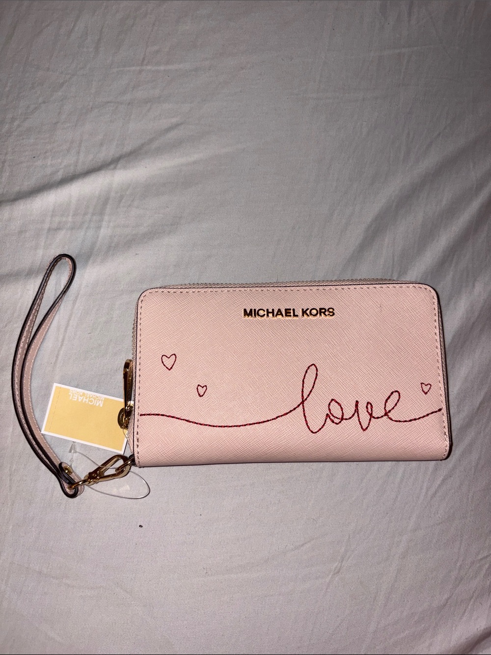 Michael Kors Pink 'Love' Saffiano Wristlet Wallet